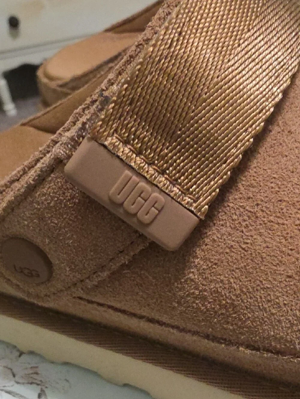 Ugg Suede Slip-On Mules in Chestnut Brown - Picture 2 of 7